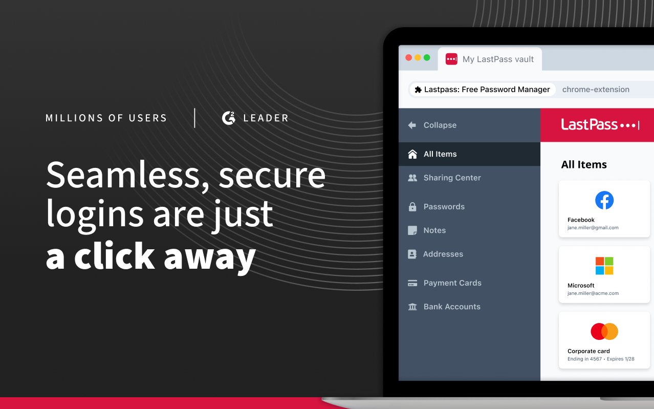 Los inicios de sesión seguros y fluidos están a solo un clic de distancia con LastPass